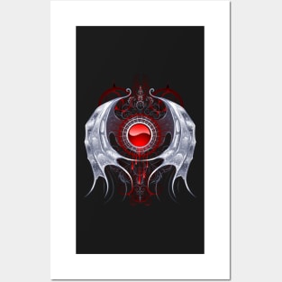 Round banner with silver wings ( Vampire wings ) Posters and Art